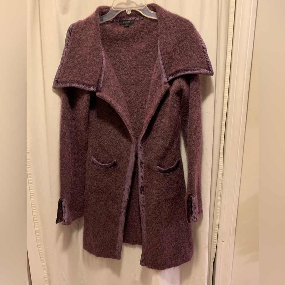 Express superkid mohair and merino wool blend long sweater purple size Med